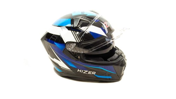 Шлем мото интеграл HIZER J5320 #1 (L)  black/blue (2 визора)